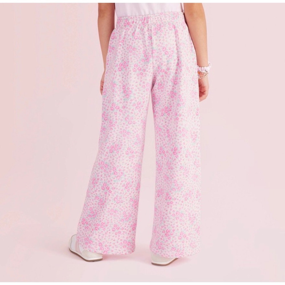 LoveShackFancy x Target Girls Floral Wide Leg Sweatpants Pink Rose Small NWT SM
